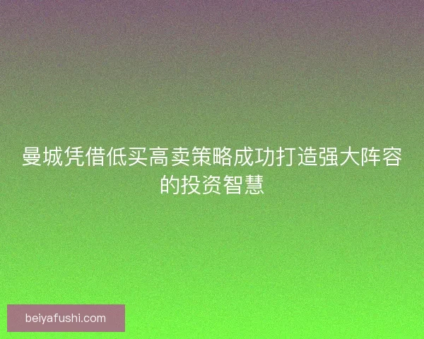 曼城凭借低买高卖策略成功打造强大阵容的投资智慧 曼城凭借低买高卖策略成功打造强大阵容的投资智慧