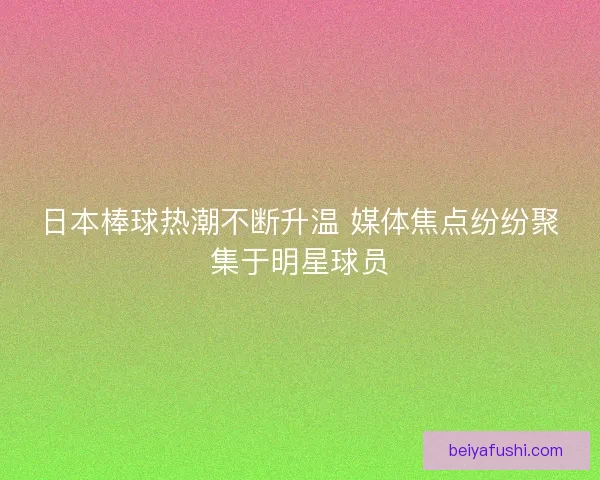日本棒球热潮不断升温 媒体焦点纷纷聚集于明星球员 日本棒球热潮不断升温 媒体焦点纷纷聚集于明星球员