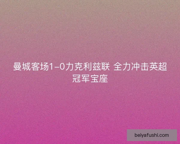 曼城客场1-0力克利兹联 全力冲击英超冠军宝座 曼城客场1-0力克利兹联 全力冲击英超冠军宝座
